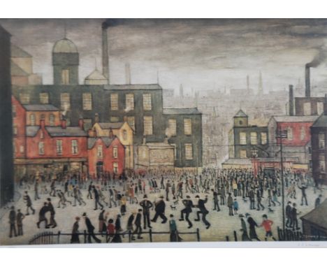 •L.S. LOWRY (1887 - 1976) ARTIST SIGNED LIMITED EDITION COLOUR PRINT 'Our Town' Signed and numbered 832/850 in pencil 16 3/4"