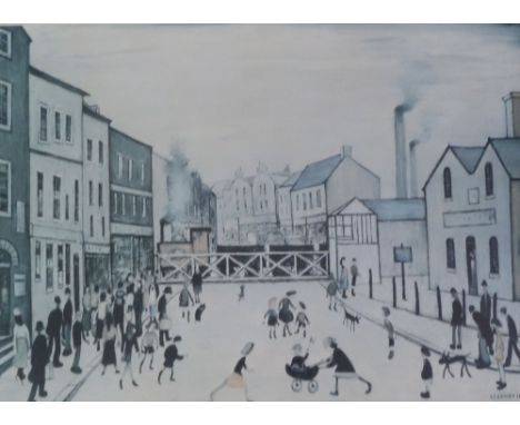 •L.S. LOWRY (1887 - 1976) ARTIST SIGNED COLOUR PRINT  'The Level Crossing - Burton On Trent' Edition of 850, guild stamped an
