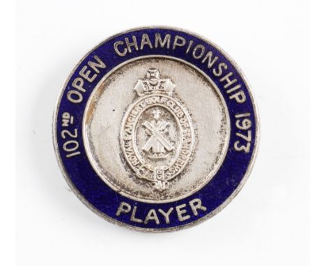 1973 Official R&amp;A Open Golf Championship players enamel badge-played at Royal Troon and won by Tom Weiskopf