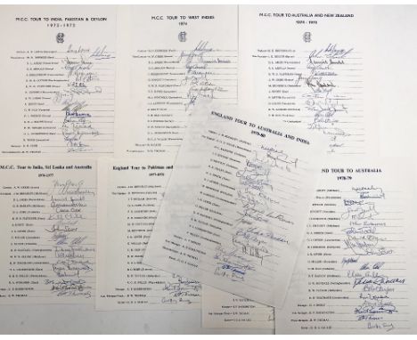 MCC and England Signed Cricket Team Sheet Selection to incl 1972/73 MCC Tour to India, Pakistan &amp; Ceylon, 1974 MCC Tour t