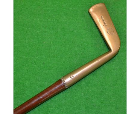 Rare and early Reid and Laidlaw Edinburgh Pat Sunday golf walking stick c.1890 - with brass blade handle stamped with Design 