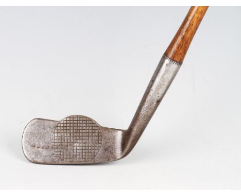 R Simpson Patent No 23595 ball faced mashie c.1903 - with grid pattern ball face markings and stamped Anderson Perth shaft st