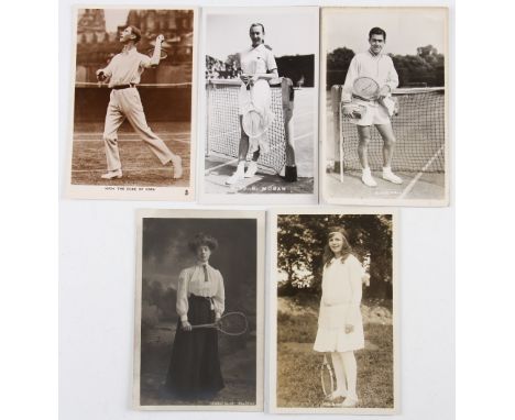 Tennis Postcard Selection to include an E Trim 'B Nuthall', others include a Tuck's 'HRH The Duke of York', and unnamed postc