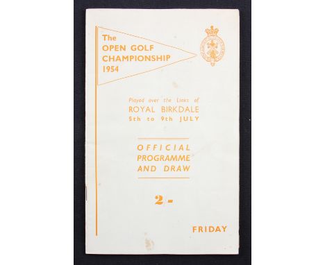 1954 Official Open Golf Championship programme  - played at Royal Birkdale for  the final day c/w draw sheet and won by Peter