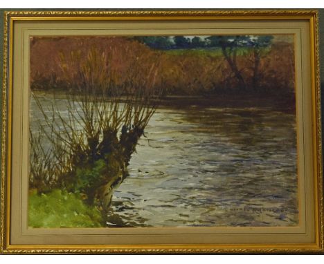 Wilkinson, Norman (1878-1971) R.A, R.B.A, R.I, R.O.I  "Trout Rising" water colour signed -image 10.25 X 14.25" overall 13 x 1
