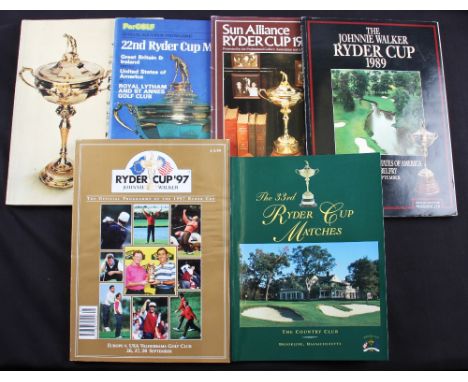 Collection of official Ryder Cup Golf programmes from 1965 onwards (6) to incl 1965 Royal Birkdale Golf Club (F/G); 1977 Roya