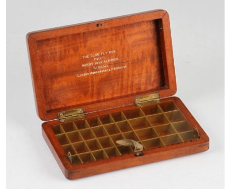 Scarce Hardy Bros "The Club" Patent May fly polished mahogany dry fly box - c/w the original period celluloid cover - grain s