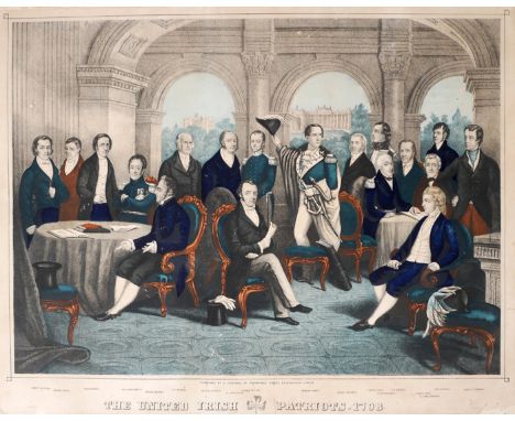 United Irish Patriots of 1798, print Lithograph, framed. Large print depicting the leaders of the United Irishmen including W