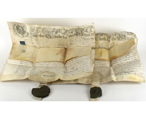 1783 Two writs concerning ownership of extensive lands in Counties Dublin and Kildare. Each three pages in a strong clerk's h
