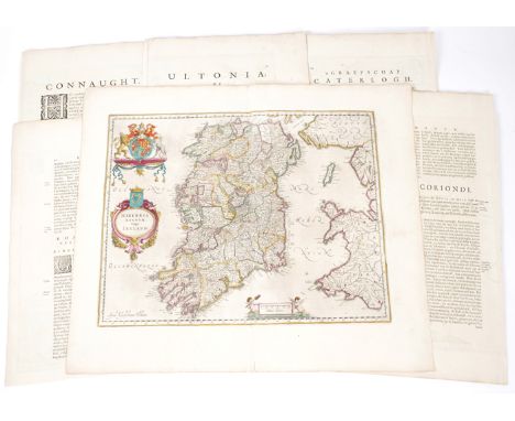 1654 Maps of Ireland by Joan Blaeu, from Theatrum or Novus Atlas. A set of six hand-coloured, engraved maps of Ireland, Ulste