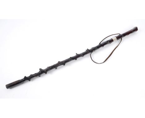 Cork Parnellite MP's blackthorn stick A blackthorn walking stick, iron-shod and mounted with a white-metal strap engraved, 'C