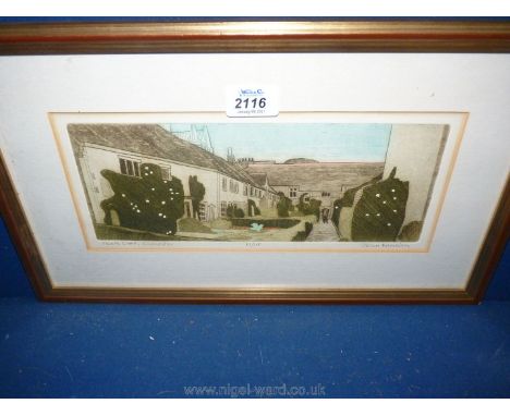 A framed and mounted limited edition print 37/175 'Vicar's Close, Chichester Cathedral, signed in pencil, John Brunsdon, 16''