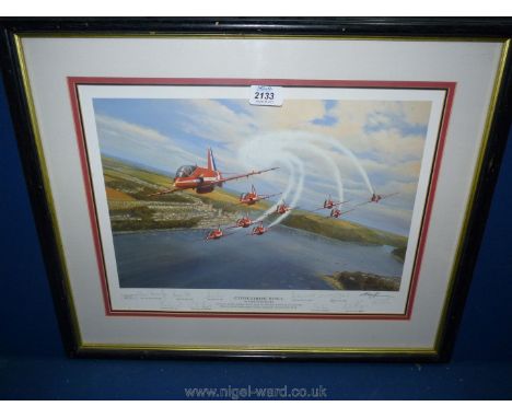 A framed limited edition Print 'Concorde Roll' by Mark Postlethwaite -Squadron leader Adrian Thurley leads the 1992 Red Arrow
