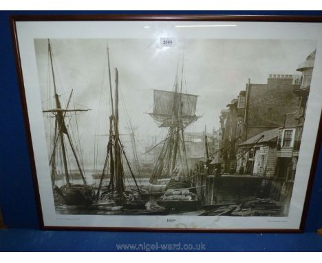 A large framed National Maritime Museum Print 'The Thames at Wapping, London 1856 from Historic Photographic Collection', 31 