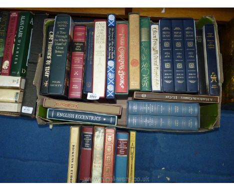 A box of Folio Society books including Pepys Diary, Daniel Defoe, The Diary of a Nobody etc