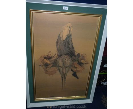 A large Aileen Lipkin signed Print 'Woman and Donkey', image size 20" x 32", size including frame 27" x 39".