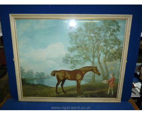 A large George Stubbs Print entitled 'Pumpkin with a Stable Lad'.
