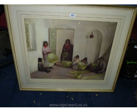 Sir Gerald Kelly pencil signed Print The Basket Makers, Seville.