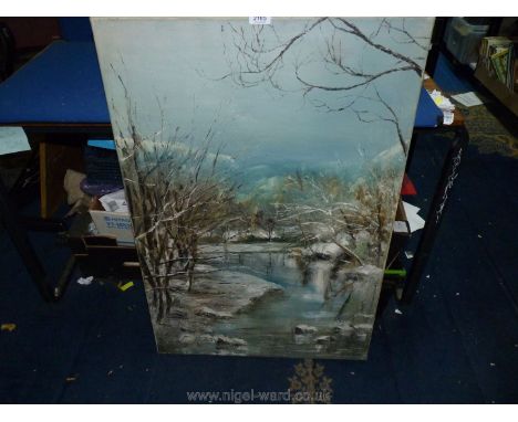 An Oil on canvas of Snowy landscape signed R. Buckland - Nocks
