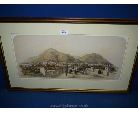 A framed Print depicting Great Malvern, signed lower left J.P. Old Meadow.