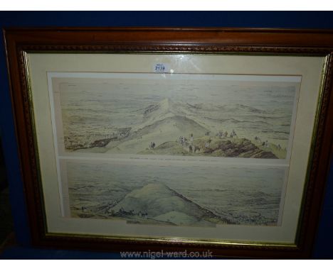 A large framed print of Malvern View from the Worcestershire Beacon looking South, 33'' x 25.
