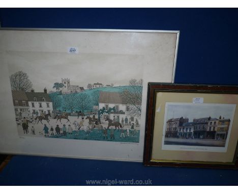 A framed limited edition Print no. 103/200, 'The Village Hunt', signed Vincent Haddesley lower right in pencil, 29 1/22 x 21 