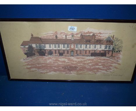 A framed Paul Long 8' artist's Proof picture of The Blind College Worcester to commemorate the visit of H.R.H. The Prince of 