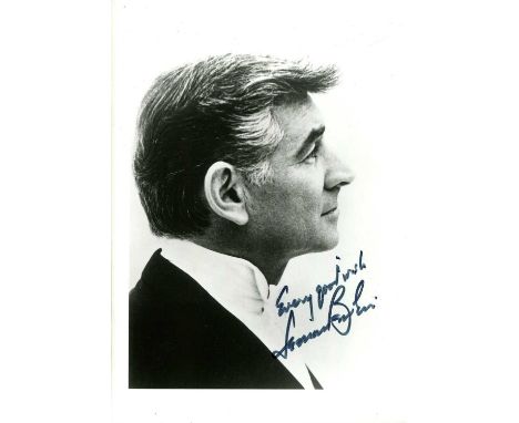BERNSTEIN LEONARD: (1918-1990) American Conductor &amp; Composer of West Side Story (1957). Signed 3.5 x 5.5 photograph with 