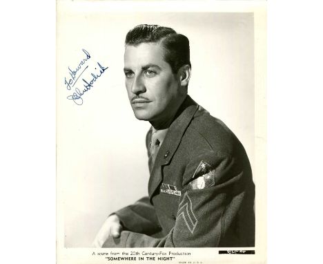 HODIAK JOHN: (1914-1955) American actor. A good, scarce vintage signed and inscribed 8 x 10 photograph of Hodiak in a head an