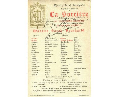 BERNHARDT SARAH: (1844-1923) French stage Actress. The most prominent actress of her time. A very attractive signed and inscr