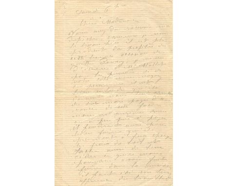MONET CLAUDE: (1840-1926) French Impressionist painter. A.L.S., Claude Monet, two pages (written to the first and third sides