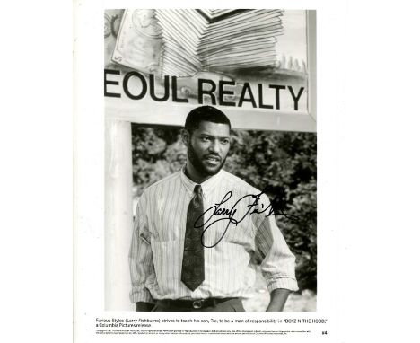 FISHBURNE LAURENCE: (1961- ) American actor. Signed 8 x 10 photograph of Fishburne standing in a half-length pose in costume 