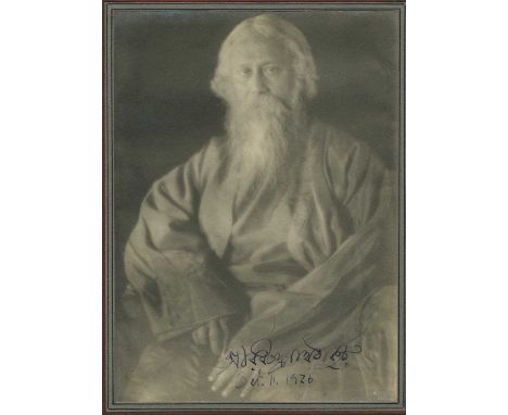 TAGORE RABINDRANATH: (1861-1941) Bengali poet, Nobel Prize winner for Literature, 1913. A good vintage signed 6 x 8.25 photog