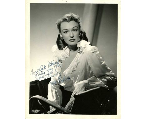 ARDEN EVE: (1908-1990) American actress, an Academy Award nominee. A good vintage signed and inscribed 8 x 10 photograph of A