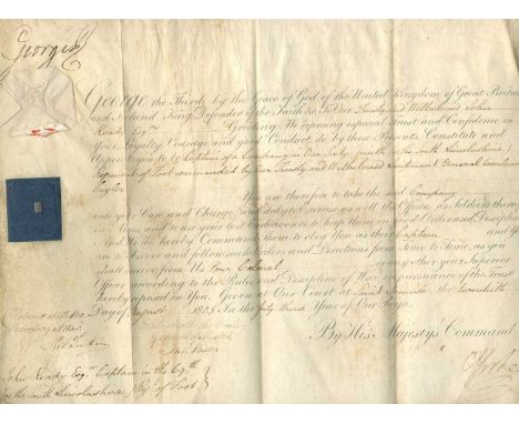 GEORGE III: (1738-1820) King of Great Britain and Ireland 1760-1820. D.S., George R, as King, at the head, one page (vellum),