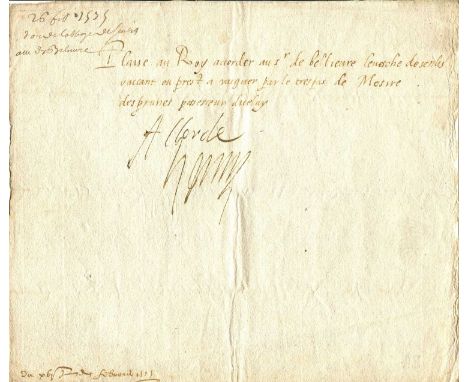 HENRY III: (1551-1589) King of France 1574-89. A good D.S. with an holograph word added by the King, `Accordé, Henry´, one pa