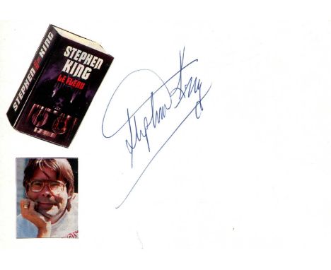 KING STEPHEN: (1947- ) American author, widely known for his horror novels. Blue ink signature (´Stephen King´) on a white 6 
