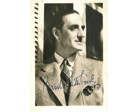 RATHBONE BASIL: (1892-1967) British actor, famous for his portrayal of Sherlock Holmes in a number of films. Vintage signed s