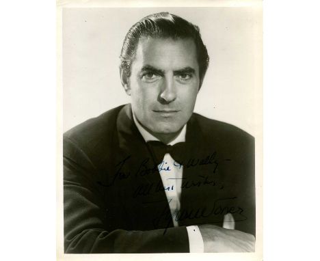 POWER TYRONE: (1914-1958) American actor. Vintage signed and inscribed 8 x 10 photograph of the suave Power in a head and sho
