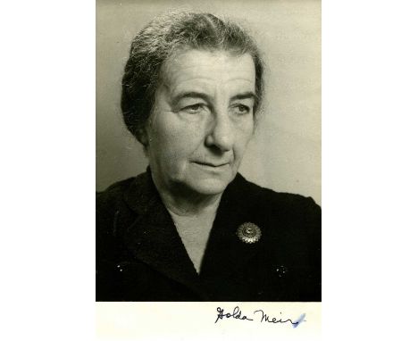 ISRAELI POLITICS: Golda Meir (1898-1978) Prime Minister of Israel 1969-74. Signed 4.5 x 7 photograph of Meir in a head and sh