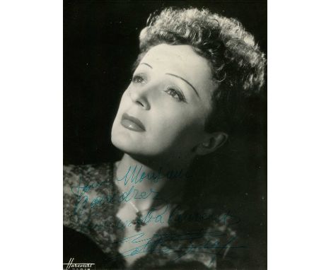 PIAF EDITH: (1915-1963) French Singer. An excellent vintage signed and inscribed 7 x 9.5 photograph by Piaf, the Harcourt stu
