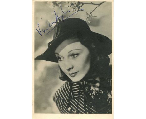 LEIGH VIVIEN: (1913-1967) English actress, Academy Award winner. Vintage signed 4.5 x 6.5 photograph of the actress in a head