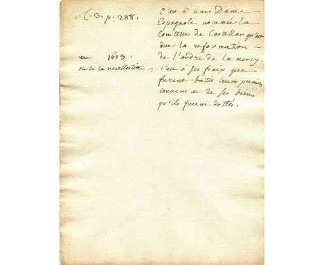 ROUSSEAU JEAN-JACQUES: (1712-1778) French Writer and Philosopher. A very interesting autograph manuscript, one page, 4to, n.p