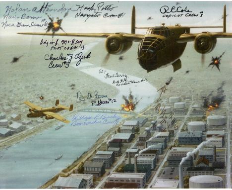 DOOLITTLE RAIDERS: Selection of signed printed images of various sizes (7.5 x 10 and smaller), evidently neatly removed from 