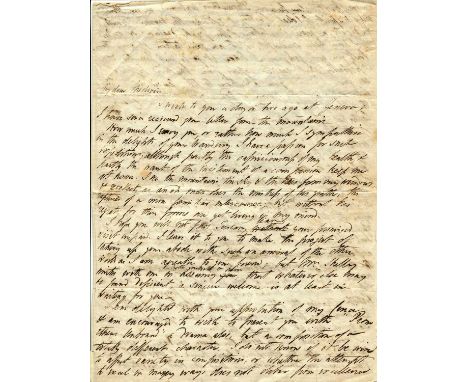 SHELLEY PERCY BYSSHE: (1792-1822) British writer, one of the major English Romantic poets. An exceptional A.L.S., with his in