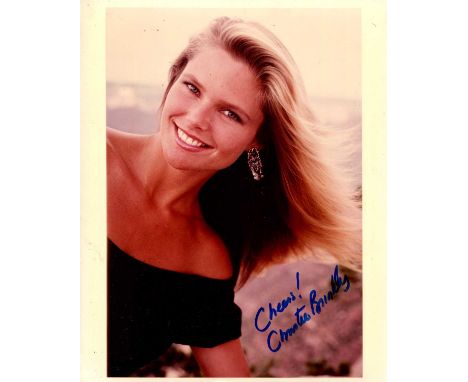 BRINKLEY CHRISTIE: (1954- ) American model and actress. Signed colour 8 x 10 photograph of Brinkley in a smiling head and sho