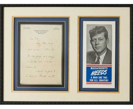 KENNEDY JOHN F.: (1917-1963) American President 1961-63. A.L.S., John Kennedy, two pages, 4to, Washington D.C., n.d., to John