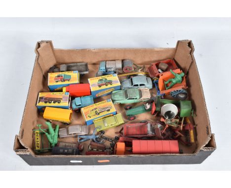 A QUANTITY OF UNBOXED AND ASSORTED PLAYWORN DIECAST VEHICLES, to include Dinky Toys Cunningham C5R Road Racing car, No.133, m