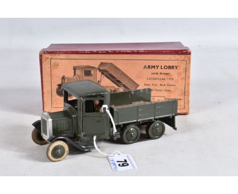 A BOXED BRITAINS ARMY LORRY CATERPILLAR TYPE, No.1333, version with square front, with driver and both rubber tracks, playwor