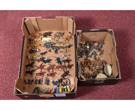 A QUANTITY OF ASSORTED HOLLOWCAST FIGURES, ANIMALS AND ACCESSORIES, mainly Britains and John Hill &amp; Co., assorted militar
